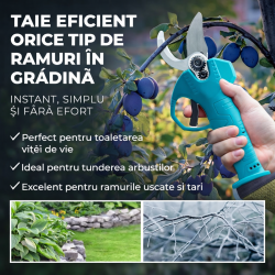 Foarfeca Electrica de Gradina, 48V, 2 Acumulatori, Unghi Reglabil de Taiere