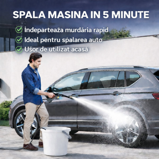 KIT Aparat de spalat cu presiune OKBOONS™, 2 x Acumulatori 48V, rezervor pentru detergent
