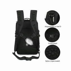 Rucsac Militar Tactic, 45L, 53x35x25CM, Impermeabil, Negru