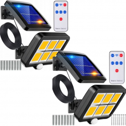 Set 2 x Lampa Solara de Perete cu panou solar, fir 5m, 50W