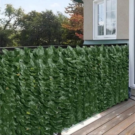 Gard artificial verde cu frunze, 300x100cm