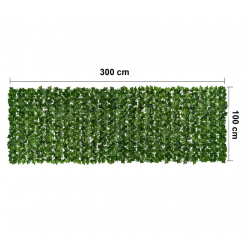 Gard artificial verde cu frunze, 300x100cm