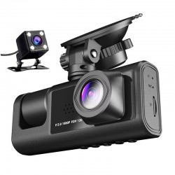 Camera auto tripla BlackBox FullHD, 3 camere-fata/spate/interior, ecran 2'', G Senzor