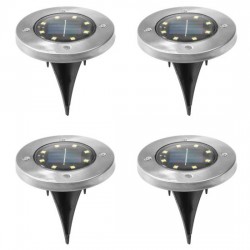 Set 4 x Lampi Solare pentru gradina, 8 LED, incarcare solara, argintiu