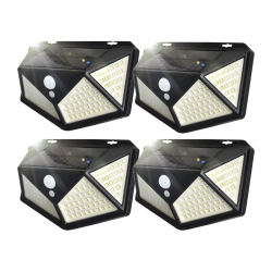 Set 4 x Lampa Solara de perete cu senzor de lumina si miscare 100 LED