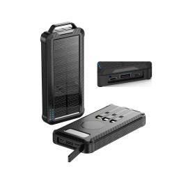 Baterie externa cu incarcare solara si lanterna LED 20.000mah, 3 cabluri conectare incluse, carcasa antisoc