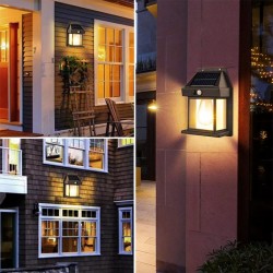 Set 4 x Lampa Solara Vintage de exterior, Senzor de mișcare, 3 moduri de lumină, Negru