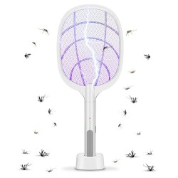Paleta electrica anti tantari si insecte 2IN1cu lumina inclusa, stativ birou, utilizare manuala sau automata acumulator 2000mAh 3500V