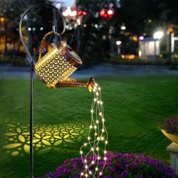Lampă Solară LED Tip Stropitoare, Fier Forjat, Design Retro, Proiectie Lumină Caldă, 80cm