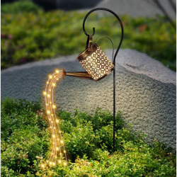 Lampă Solară LED Tip Stropitoare, Fier Forjat, Design Retro, Proiectie Lumină Caldă, 80cm