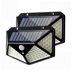 Set 2 x Lampi solare 100 LED cu senzor de miscare si lumina 3 moduri ILUMINARE 