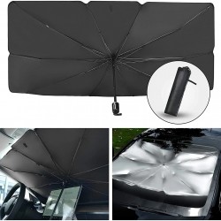 Parasolar parbriz tip umbrela, pliabil, protectie UV, 400g, 130 x 75 cm, gri/negru
